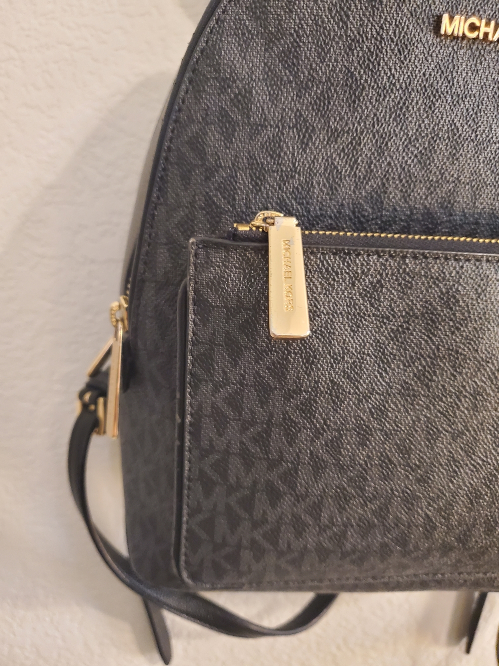 Michael Kors Charcoal MK Monogram Backpack with Gold Hardware - Picture 6 of 16